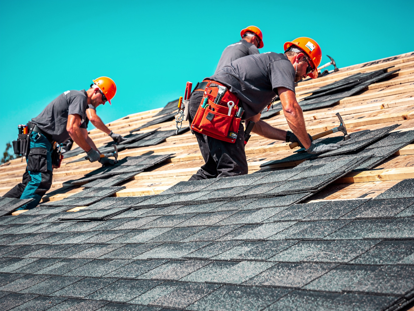 Local roofing and exterior contractor at work