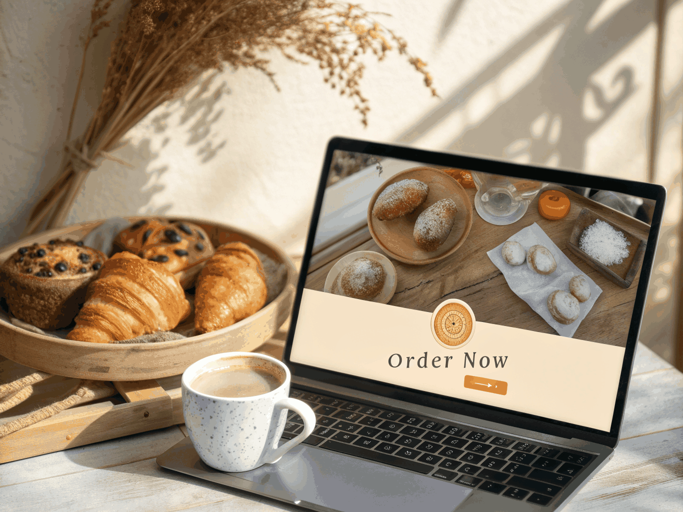 Custom website layout on desktop screen
